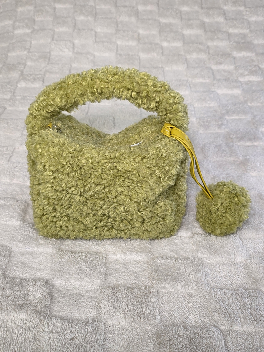 BOUCLE MINI BAG W/ BAG CHARM + CHAIN STRAP PALE GREEN W/ SILVER HARDWARE NWOT